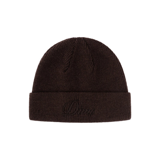 Dime Cursive Wool Fold Beanie (Brown)