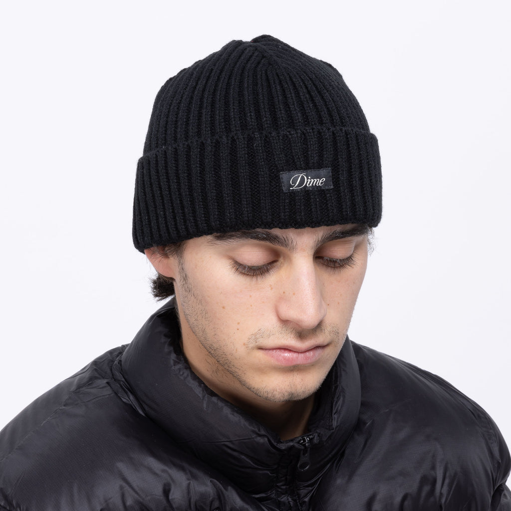 Dime Cursive Fold Beanie (Black)